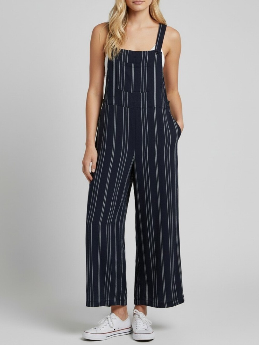 Xhilaration Striped Wide-Leg Jumpsuit Womens L Blue Boho Retro 90s Y2K Chic